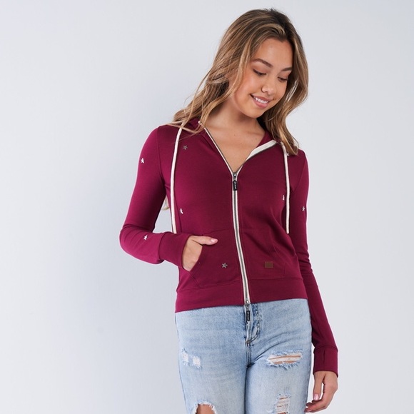 PLUM "Be The Light" STAR STUDDED ZIP FRONT HOODIE - Picture 3 of 5